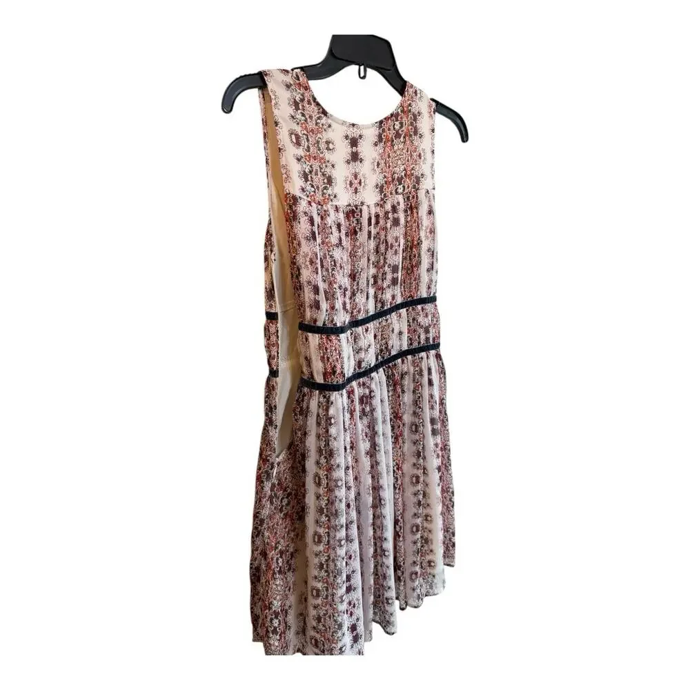 Abercrombie Fitch Floral V-neck‎ Babydoll Dress Velvet Banding Sz S Boho EUC
